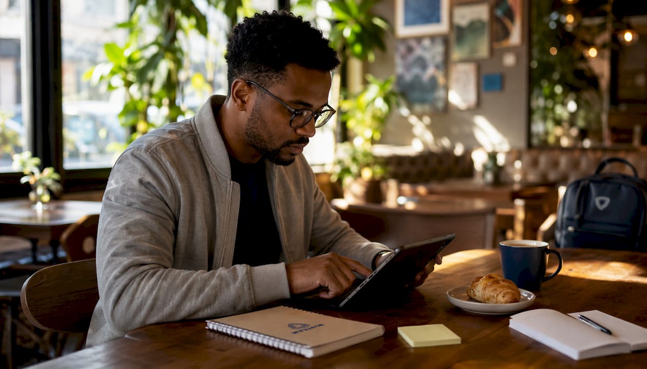 Cybersecurity professional typing at desk