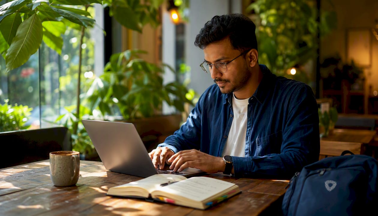 Man typing at MSSP cybersecurity operations desk