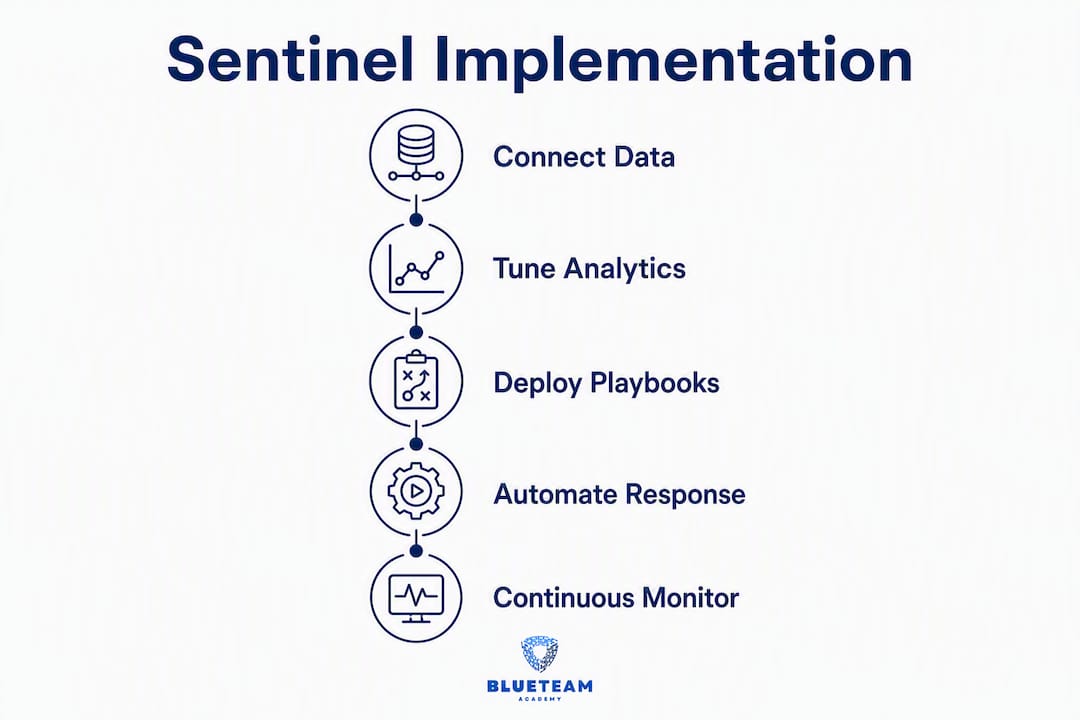Infographic of Sentinel implementation steps vertical flow