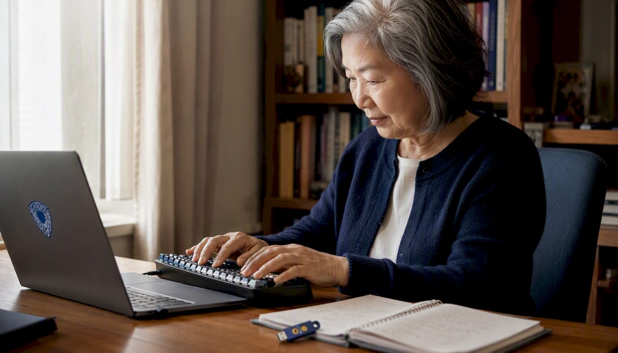 Hands typing in cybersecurity lab environment