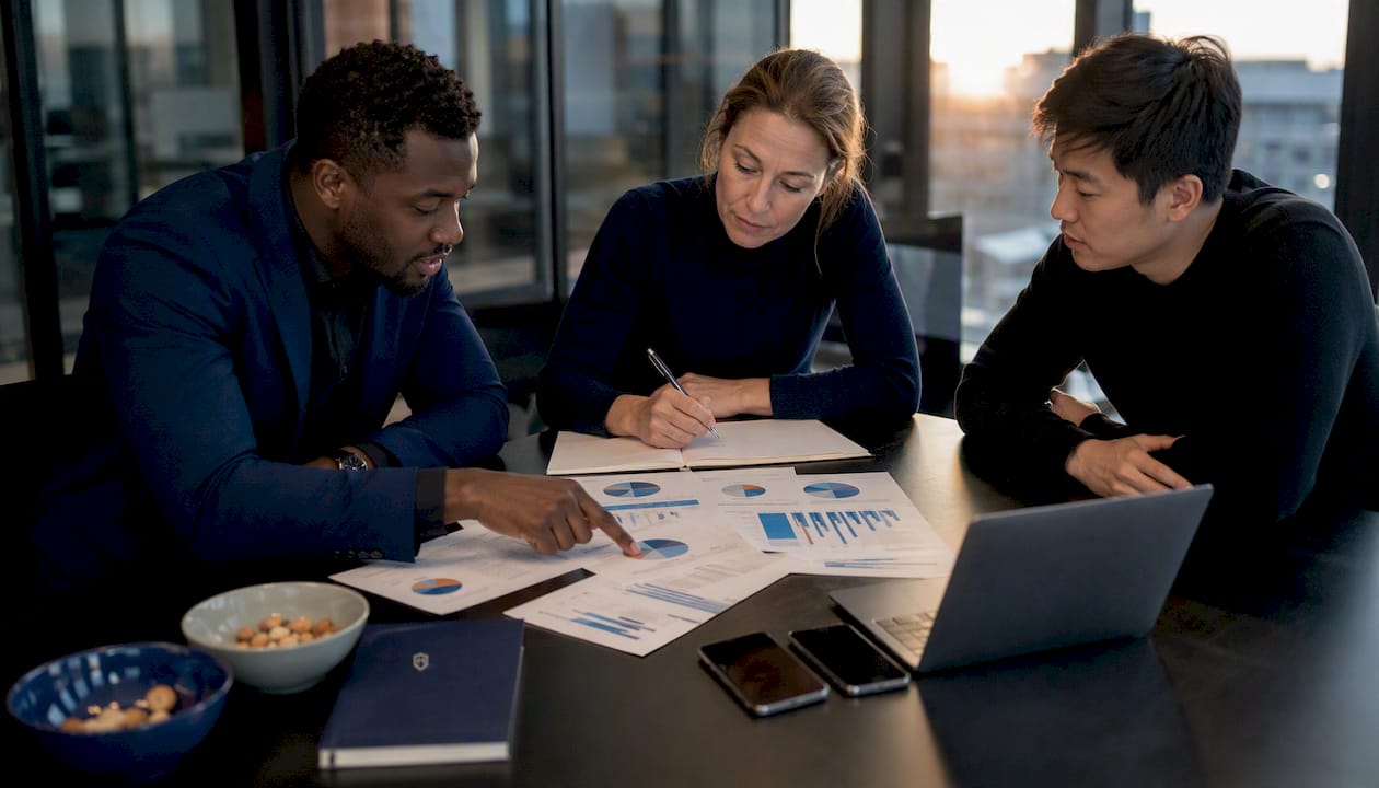 Team collaborating over cybersecurity platform comparisons
