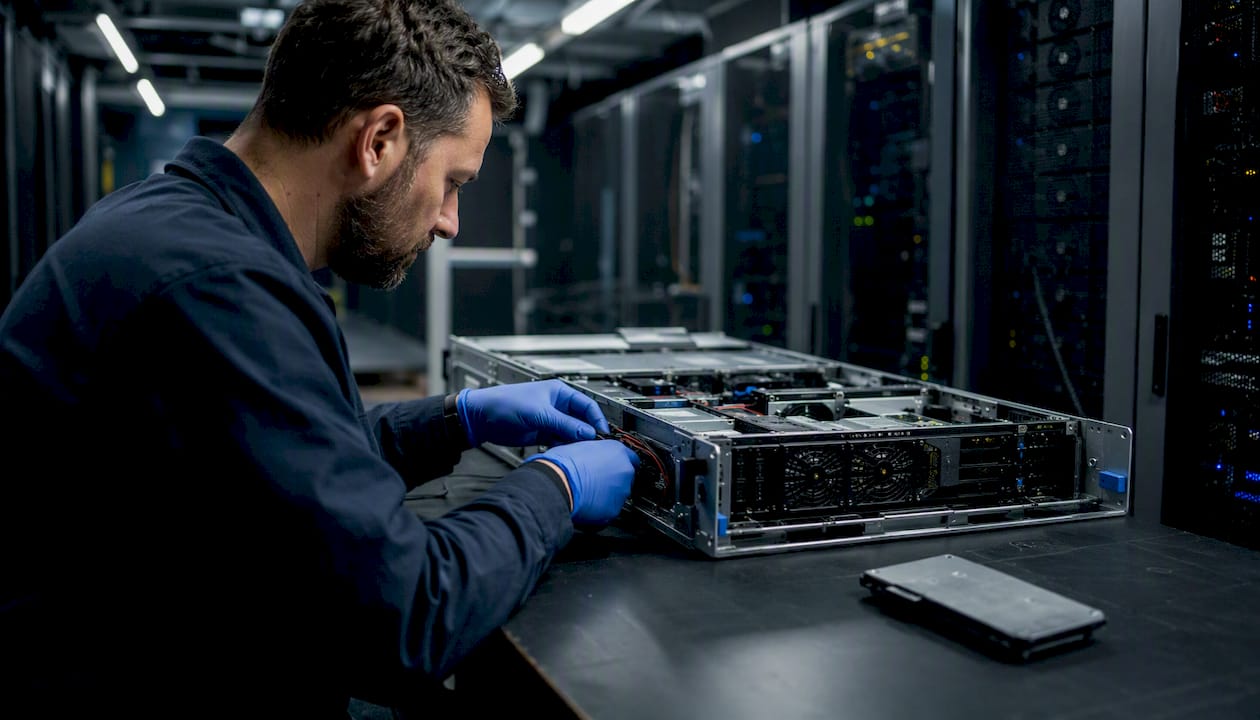 Hands performing forensic memory capture