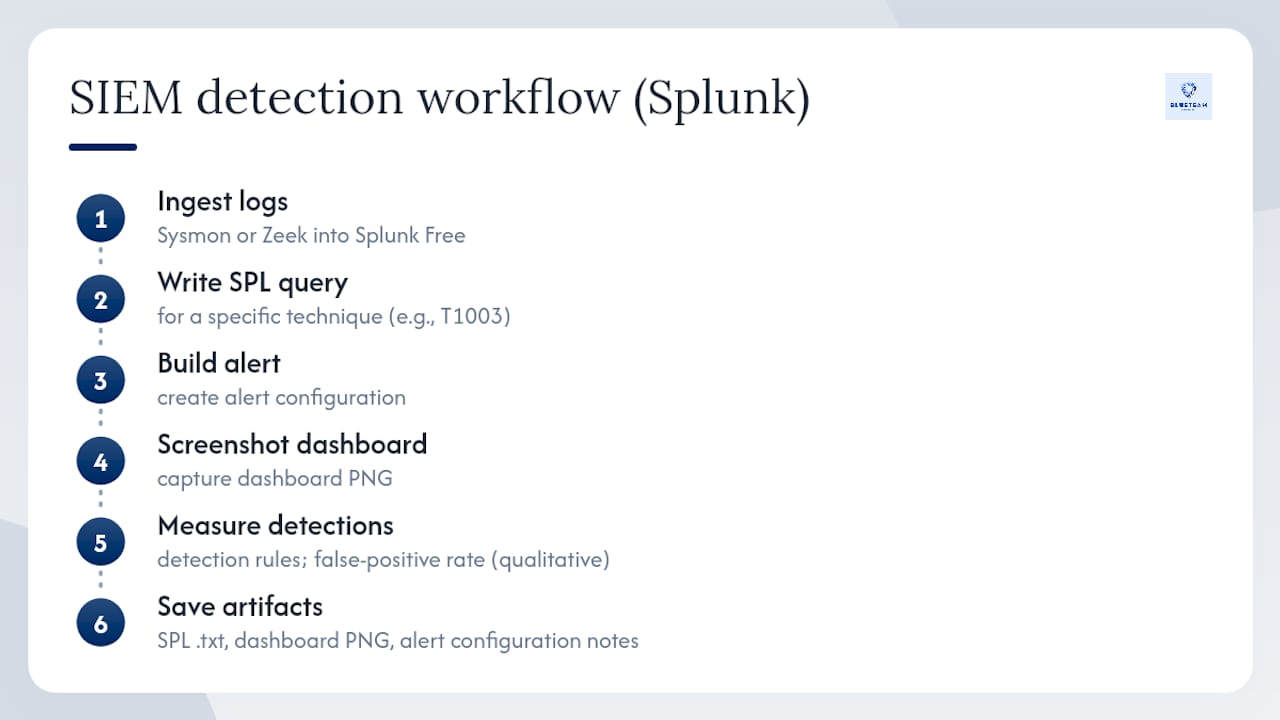 Diagram of SIEM detection rule process and dashboard