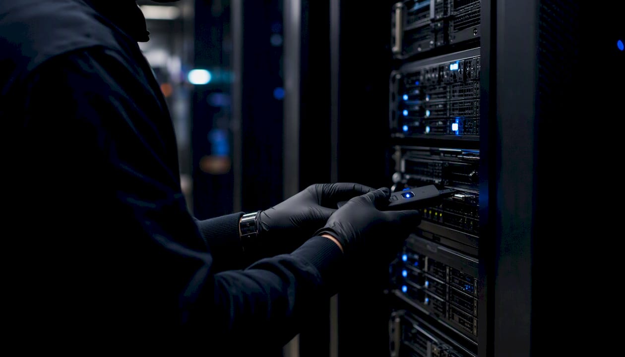 Hands using forensic toolkit on server hardware