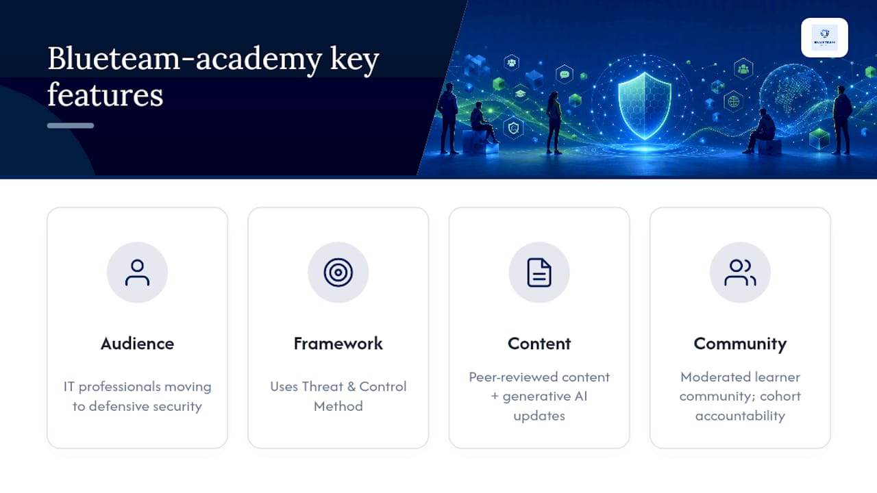 Blueteam-academy offers structure alongside community access — overview diagram