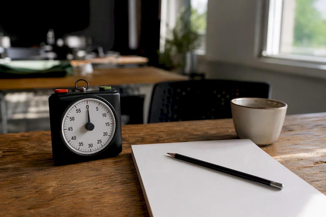 Analog timer and checklist for security drill